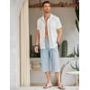 imageCOOFANDY Mens Linen Capri Pants Casual Lightweight 34 Baggy Pants Drawstring Elastic Waist Beach Yoga Pants with PocketsLight Blue