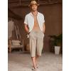 imageCOOFANDY Mens Linen Capri Pants Casual Lightweight 34 Baggy Pants Drawstring Elastic Waist Beach Yoga Pants with PocketsLight Khaki