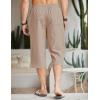 imageCOOFANDY Mens Linen Capri Pants Casual Lightweight 34 Baggy Pants Drawstring Elastic Waist Beach Yoga Pants with PocketsLight Khaki