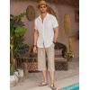 imageCOOFANDY Mens Linen Capri Pants Casual Lightweight 34 Baggy Pants Drawstring Elastic Waist Beach Yoga Pants with PocketsLight Khaki