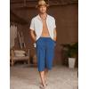 imageCOOFANDY Mens Linen Capri Pants Casual Lightweight 34 Baggy Pants Drawstring Elastic Waist Beach Yoga Pants with PocketsNavy Blue