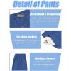 imageCOOFANDY Mens Linen Capri Pants Casual Lightweight 34 Baggy Pants Drawstring Elastic Waist Beach Yoga Pants with PocketsNavy Blue