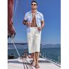 imageCOOFANDY Mens Linen Capri Pants Casual Lightweight 34 Baggy Pants Drawstring Elastic Waist Beach Yoga Pants with PocketsPure White