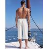 imageCOOFANDY Mens Linen Capri Pants Casual Lightweight 34 Baggy Pants Drawstring Elastic Waist Beach Yoga Pants with PocketsPure White