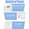 imageCOOFANDY Mens Linen Capri Pants Casual Lightweight 34 Baggy Pants Drawstring Elastic Waist Beach Yoga Pants with PocketsPure White