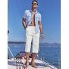 imageCOOFANDY Mens Linen Capri Pants Casual Lightweight 34 Baggy Pants Drawstring Elastic Waist Beach Yoga Pants with PocketsPure White