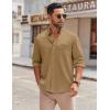 imageCOOFANDY Mens Long Sleeve Button Down Shirt Wrinkle Free Casual Shirt for Men Untucked Shirts with Pocket for WeddingCamel