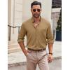 imageCOOFANDY Mens Long Sleeve Button Down Shirt Wrinkle Free Casual Shirt for Men Untucked Shirts with Pocket for WeddingCamel