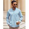 imageCOOFANDY Mens Long Sleeve Button Down Shirt Wrinkle Free Casual Shirt for Men Untucked Shirts with Pocket for WeddingClear Blue