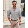 imageCOOFANDY Mens Long Sleeve Button Down Shirt Wrinkle Free Casual Shirt for Men Untucked Shirts with Pocket for WeddingLight Grey