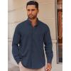 imageCOOFANDY Mens Long Sleeve Button Down Shirt Wrinkle Free Casual Shirt for Men Untucked Shirts with Pocket for WeddingNavy Blue