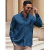 imageCOOFANDY Mens Long Sleeve Casual Button Down Shirt Wrinkle Free Untucked Dress ShirtsDeep Blue