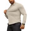imageCOOFANDY Mens Muscle Fit Dress Shirts WrinkleFree Long Sleeve Casual Button Down ShirtsLight Beige Grey