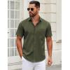 imageCOOFANDY Mens Short Sleeve Casual Button Down Shirts Summer Untucked Dress Shirts with PocketArmy Green