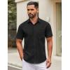 imageCOOFANDY Mens Short Sleeve Casual Button Down Shirts Summer Untucked Dress Shirts with PocketBlack