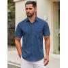 imageCOOFANDY Mens Short Sleeve Casual Button Down Shirts Summer Untucked Dress Shirts with PocketBlue
