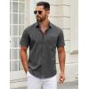 imageCOOFANDY Mens Short Sleeve Casual Button Down Shirts Summer Untucked Dress Shirts with PocketDark Grey