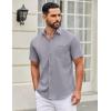 imageCOOFANDY Mens Short Sleeve Casual Button Down Shirts Summer Untucked Dress Shirts with PocketGrey
