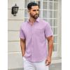 imageCOOFANDY Mens Short Sleeve Casual Button Down Shirts Summer Untucked Dress Shirts with PocketLavender
