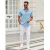 imageCOOFANDY Mens Short Sleeve Casual Button Down Shirts Summer Untucked Dress Shirts with PocketLight Blue