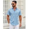 imageCOOFANDY Mens Short Sleeve Casual Button Down Shirts Summer Untucked Dress Shirts with PocketLight Blue