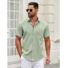 imageCOOFANDY Mens Short Sleeve Casual Button Down Shirts Summer Untucked Dress Shirts with PocketLight Green