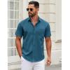imageCOOFANDY Mens Short Sleeve Casual Button Down Shirts Summer Untucked Dress Shirts with PocketMidnight Blue