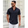 imageCOOFANDY Mens Short Sleeve Casual Button Down Shirts Summer Untucked Dress Shirts with PocketNavy Blue