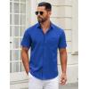 imageCOOFANDY Mens Short Sleeve Casual Button Down Shirts Summer Untucked Dress Shirts with PocketOcean Blue