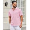 imageCOOFANDY Mens Short Sleeve Casual Button Down Shirts Summer Untucked Dress Shirts with PocketPink