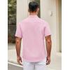 imageCOOFANDY Mens Short Sleeve Casual Button Down Shirts Summer Untucked Dress Shirts with PocketPink