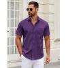 imageCOOFANDY Mens Short Sleeve Casual Button Down Shirts Summer Untucked Dress Shirts with PocketPurple