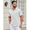imageCOOFANDY Mens Short Sleeve Casual Button Down Shirts Summer Untucked Dress Shirts with PocketWhite