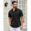imageCOOFANDY Mens Short Sleeve Casual Button Down Shirts Summer Untucked Dress Shirts with PocketWhite Dotblack