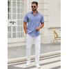 imageCOOFANDY Mens Short Sleeve Casual Button Down Shirts Summer Untucked Dress Shirts with PocketWhite Stripeblue
