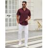 imageCOOFANDY Mens Short Sleeve Casual Button Down Shirts Summer Untucked Dress Shirts with PocketWine Red