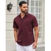 imageCOOFANDY Mens Short Sleeve Casual Button Down Shirts Summer Untucked Dress Shirts with PocketWine Red