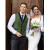 imageCOOFANDY Mens Suit Vest Slim Fit Formal Business Dress Vest Casual Wedding WaistcoatArmy Green