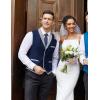 imageCOOFANDY Mens Suit Vest Slim Fit Formal Business Dress Vest Casual Wedding WaistcoatBlue