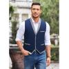 imageCOOFANDY Mens Suit Vest Slim Fit Formal Business Dress Vest Casual Wedding WaistcoatBlue
