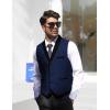 imageCOOFANDY Mens Suit Vest Slim Fit Formal Business Dress Vest Casual Wedding WaistcoatBlueblack