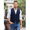 imageCOOFANDY Mens Suit Vest Slim Fit Formal Business Dress Vest Casual Wedding WaistcoatBlueblack