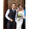 imageCOOFANDY Mens Suit Vest Slim Fit Formal Business Dress Vest Casual Wedding WaistcoatDark Grayblack