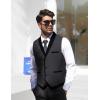 imageCOOFANDY Mens Suit Vest Slim Fit Formal Business Dress Vest Casual Wedding WaistcoatDark Grayblack