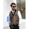 imageCOOFANDY Mens Suit Vest Slim Fit Formal Business Dress Vest Casual Wedding WaistcoatKhaki