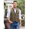 imageCOOFANDY Mens Suit Vest Slim Fit Formal Business Dress Vest Casual Wedding WaistcoatKhaki