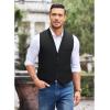imageCOOFANDY Mens Suit Vest Slim Fit Formal Business Dress Vest Casual Wedding WaistcoatPure Black