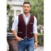 imageCOOFANDY Mens Suit Vest Slim Fit Formal Business Dress Vest Casual Wedding WaistcoatWine Red