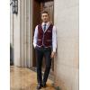 imageCOOFANDY Mens Suit Vest Slim Fit Formal Business Dress Vest Casual Wedding WaistcoatWine Red