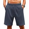 imageCOOFANDY Men Casual Shorts Elastic Waist Drawstring Shorts Stretch Summer Beach Shorts with PocketsDark Blue